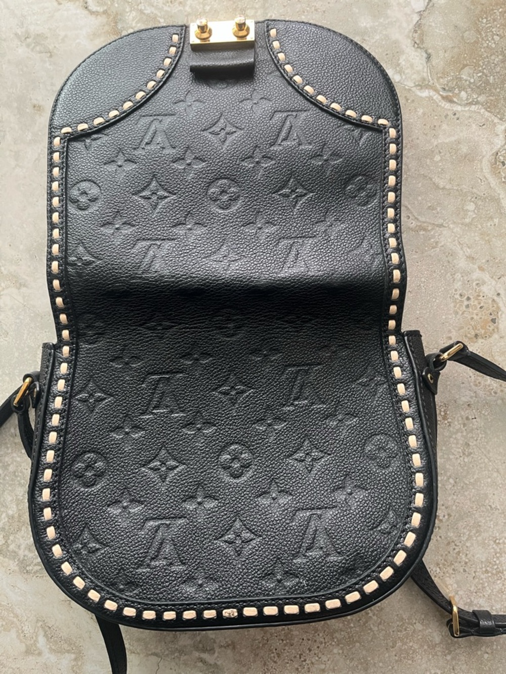 Louis Vuitton Black Leather Crossbody with Gold-Tone Studs - Picture 8 of 10